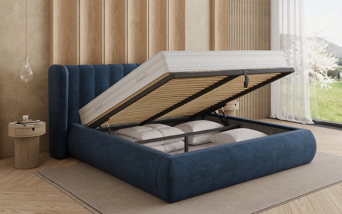 Designer Polsterbett Valentina Samt mit Stauraum