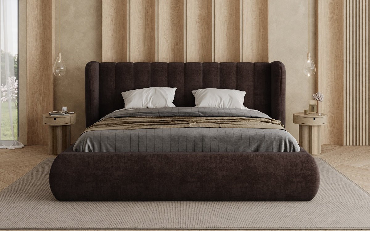 Designer Polsterbett Valentina Samt mit Stauraum