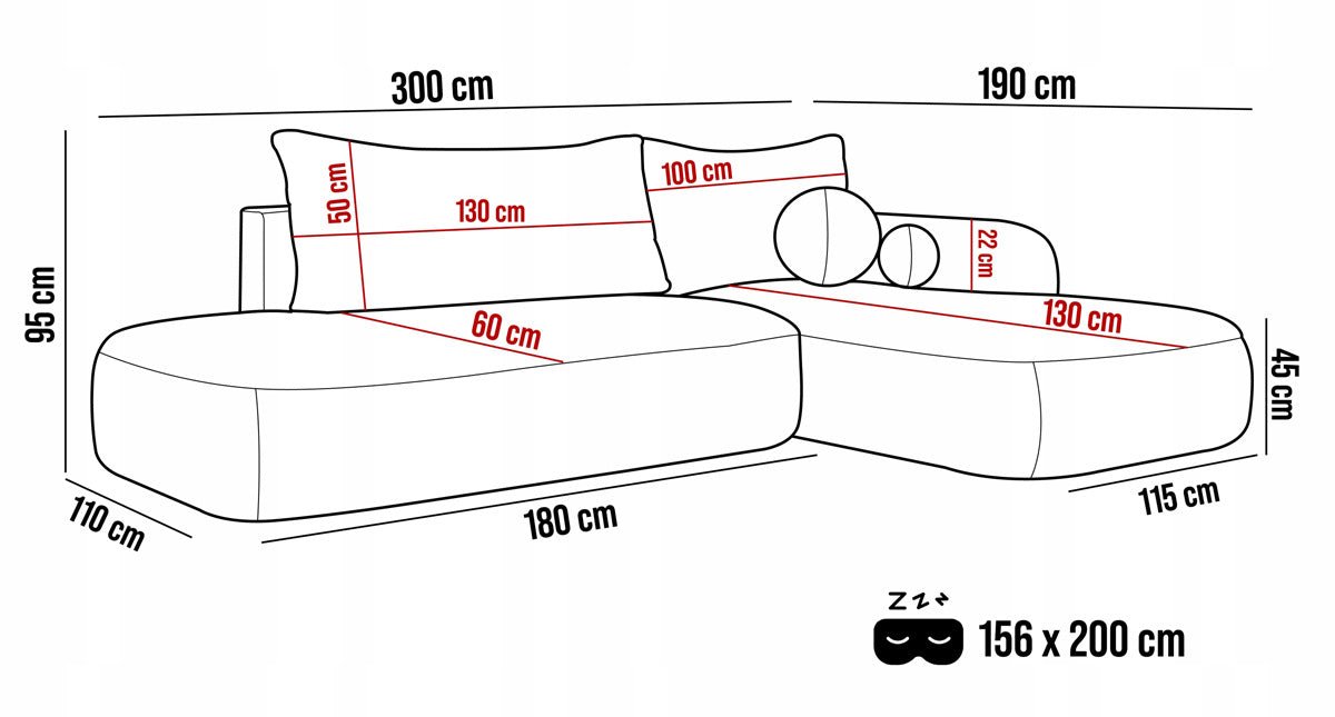 Designer Sofa Babu Bouclé mit Schlaf- und Klappfunktion