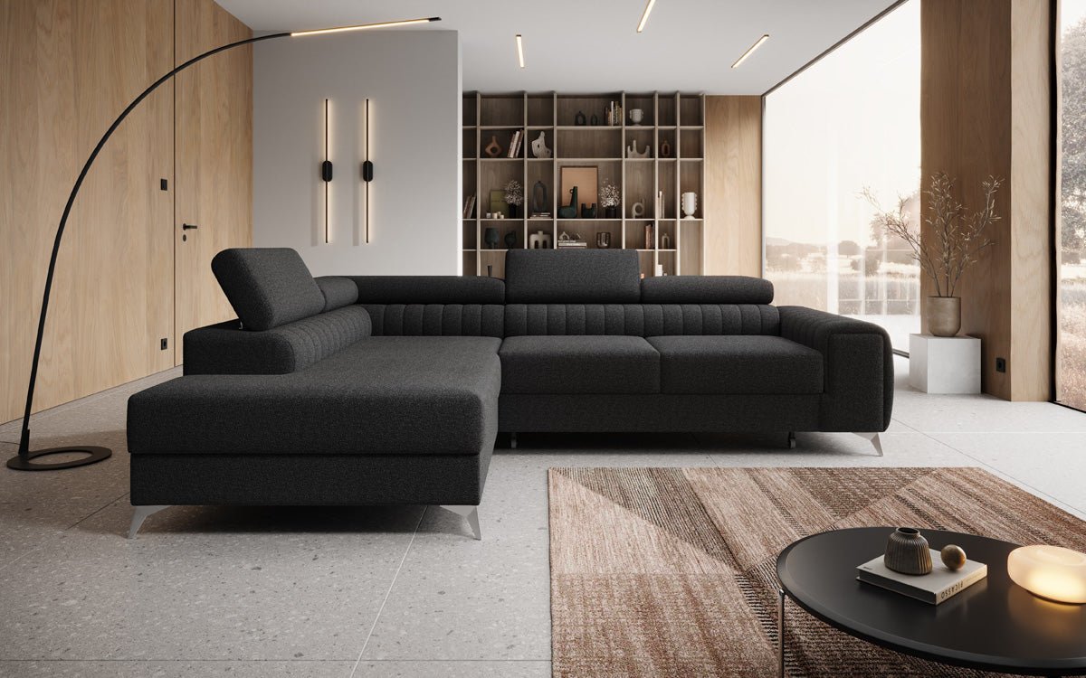 Designer Sofa Aurea L mit Schlaf- und Klappfunktion in Bouclé