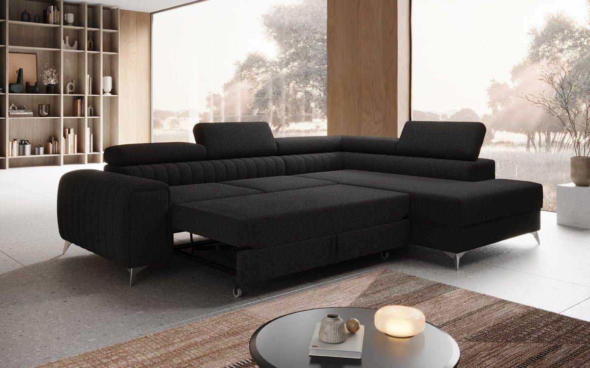 Designer Sofa Aurea L mit Schlaf- und Klappfunktion in Bouclé