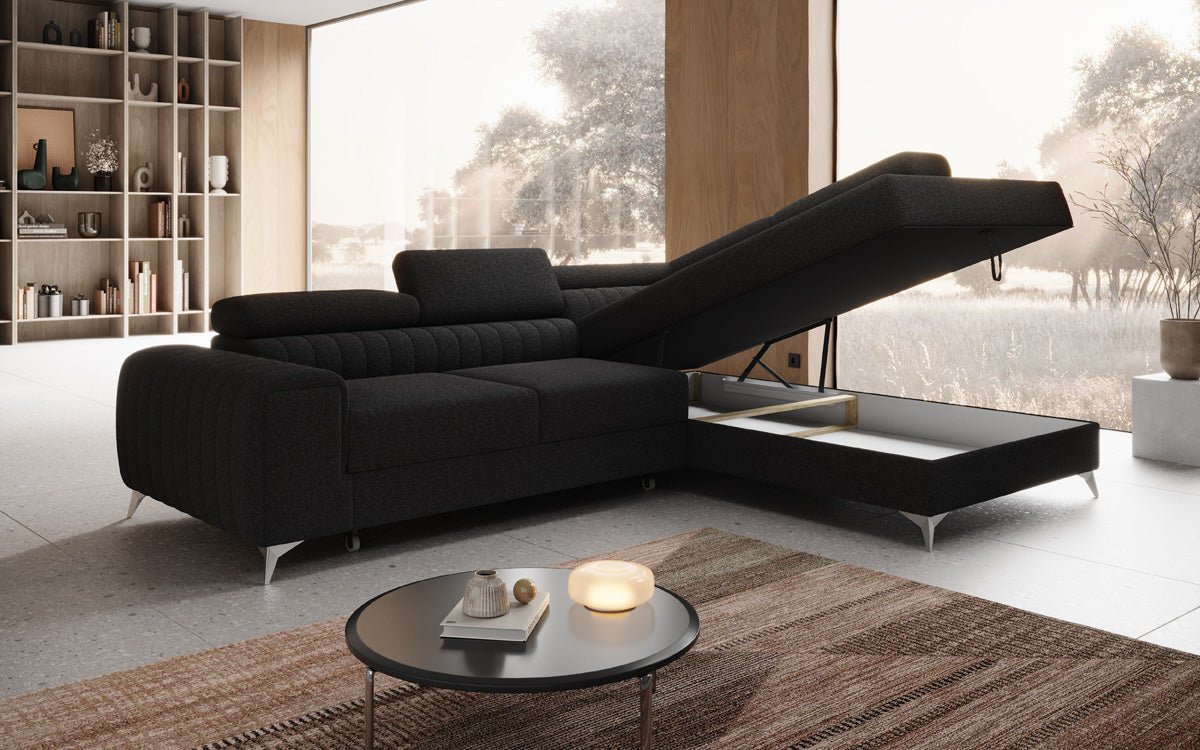 Designer Sofa Aurea L mit Schlaf- und Klappfunktion in Bouclé