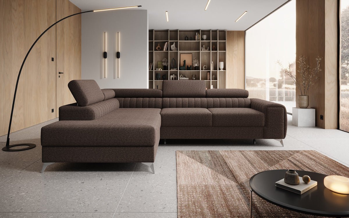 Designer Sofa Aurea L mit Schlaf- und Klappfunktion in Bouclé