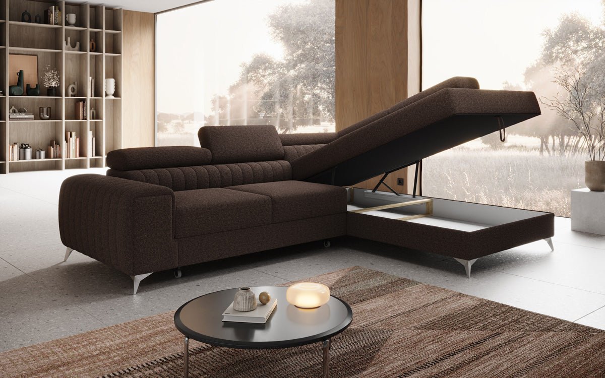 Designer Sofa Aurea L mit Schlaf- und Klappfunktion in Bouclé