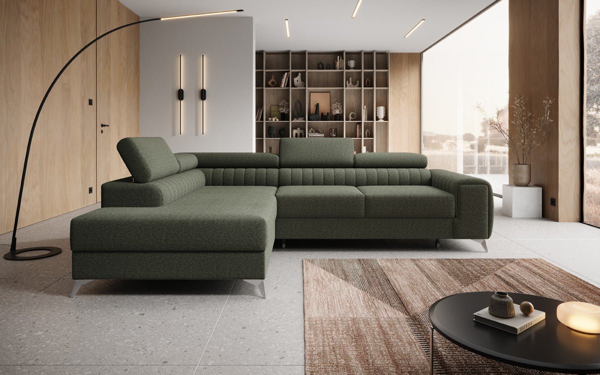 Designer Sofa Aurea L mit Schlaf- und Klappfunktion in Bouclé