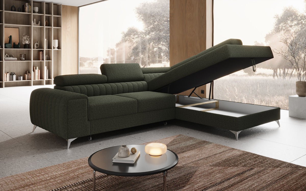 Designer Sofa Aurea L mit Schlaf- und Klappfunktion in Bouclé