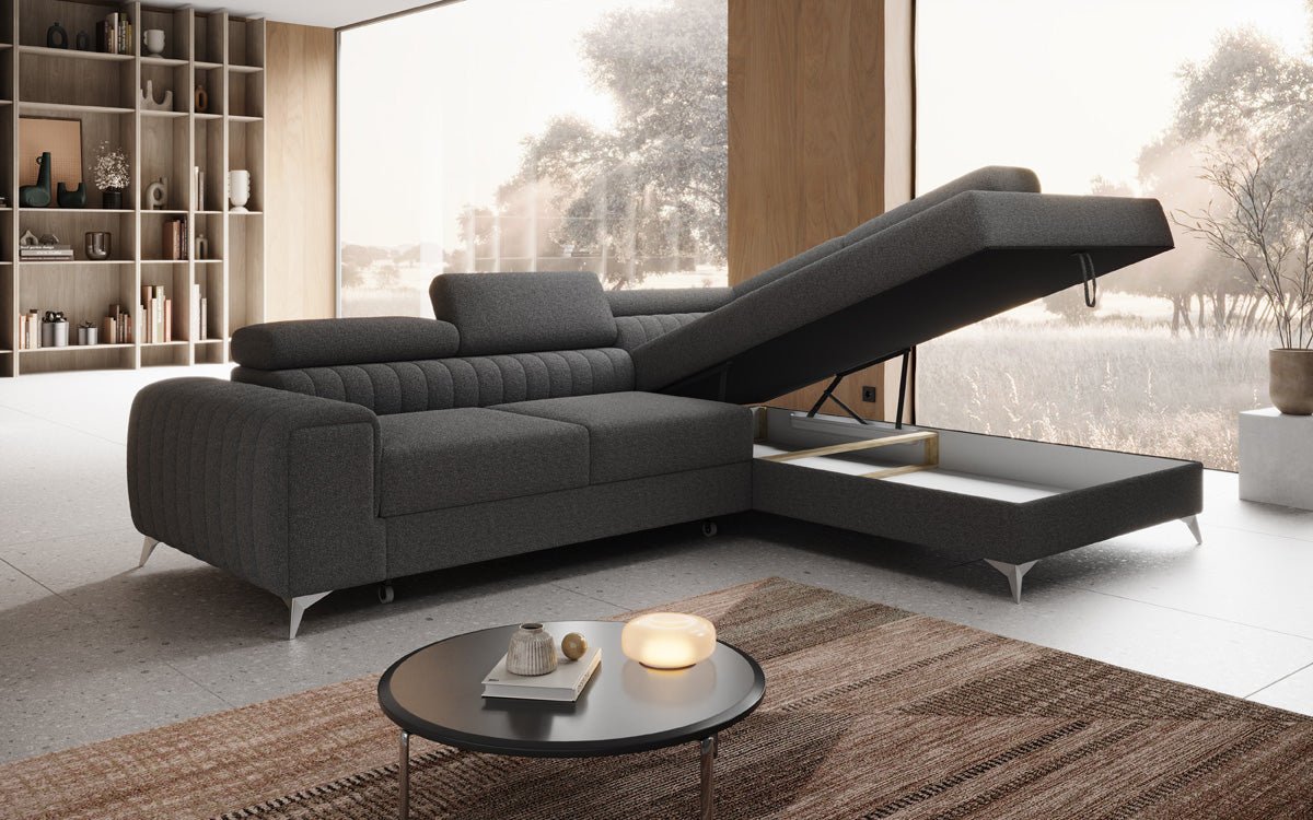 Designer Sofa Aurea L mit Schlaf- und Klappfunktion in Bouclé