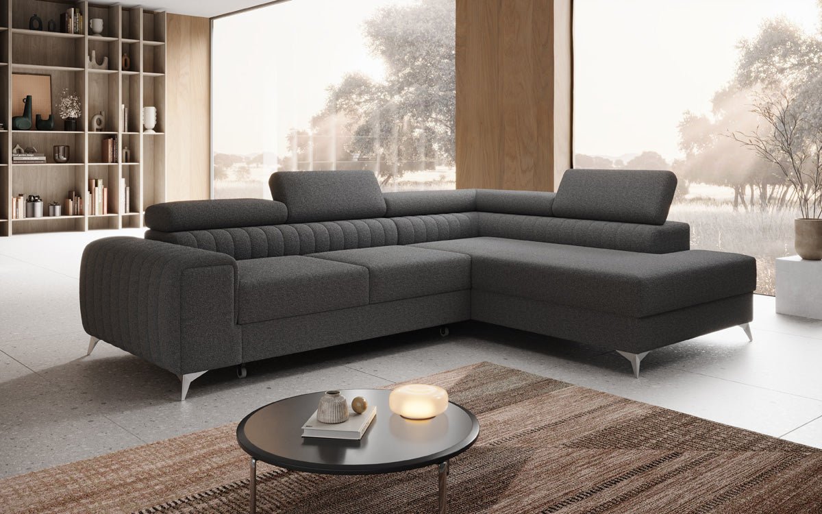 Designer Sofa Aurea L mit Schlaf- und Klappfunktion in Bouclé
