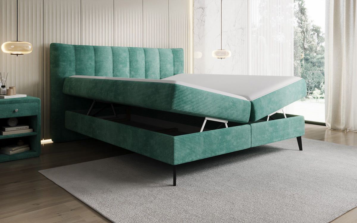Boxspringbett Ines in Cord mit Stauraum