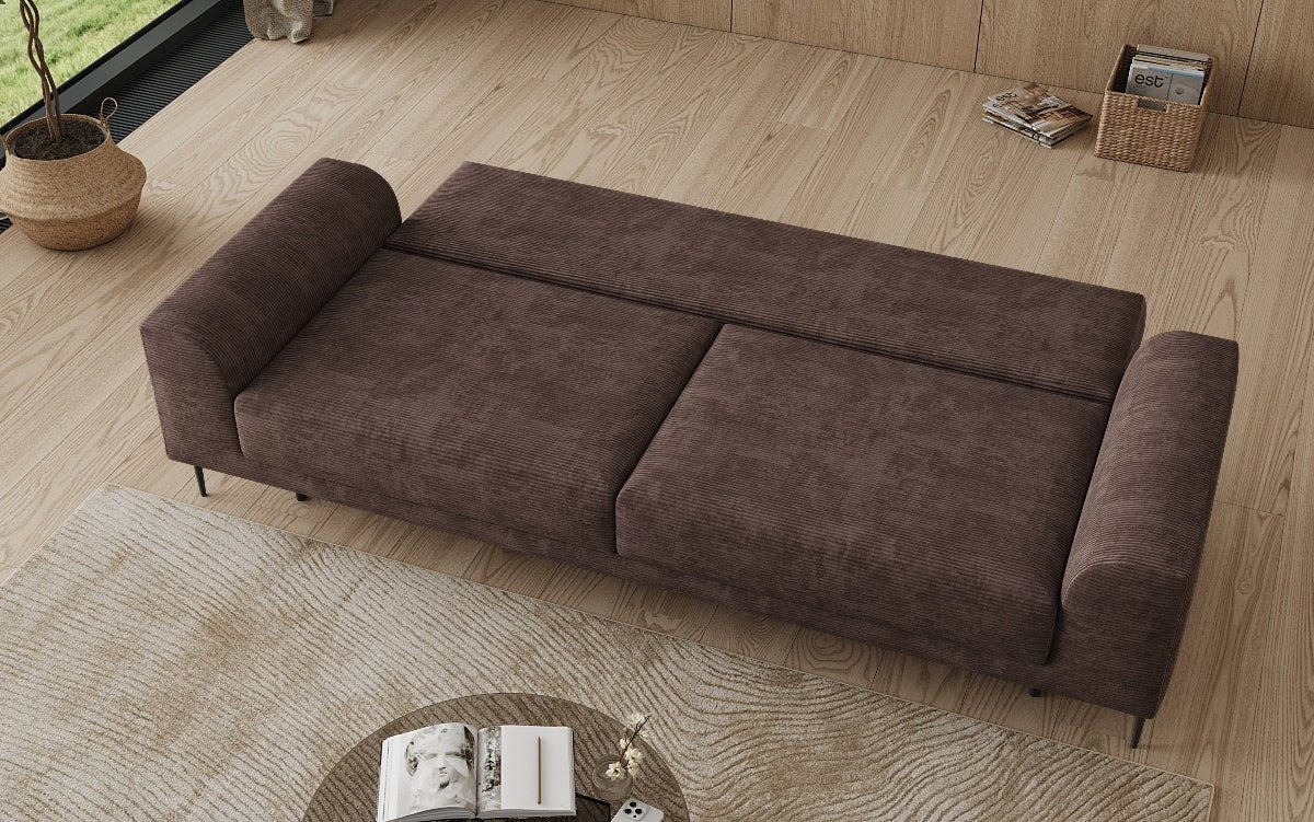 Designer 3 Sitzer Sofa Bloom in Cord mit Schlaffunktion und Stauraum
