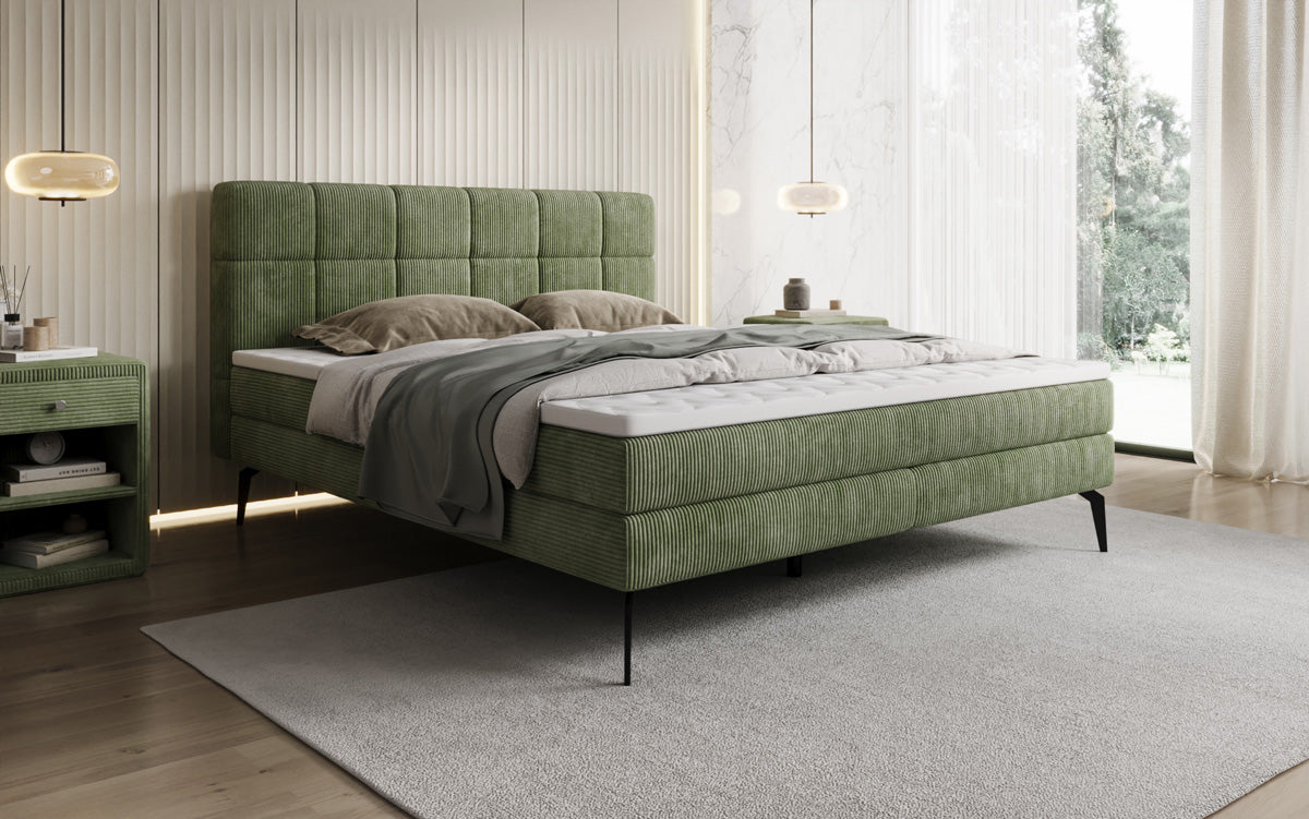Boxspringbett Vera in Cord mit hohen Füßen