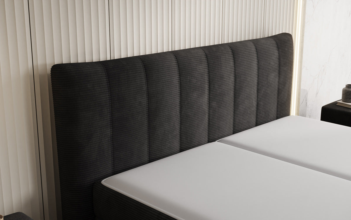 Boxspringbett Ines in Cord mit Stauraum