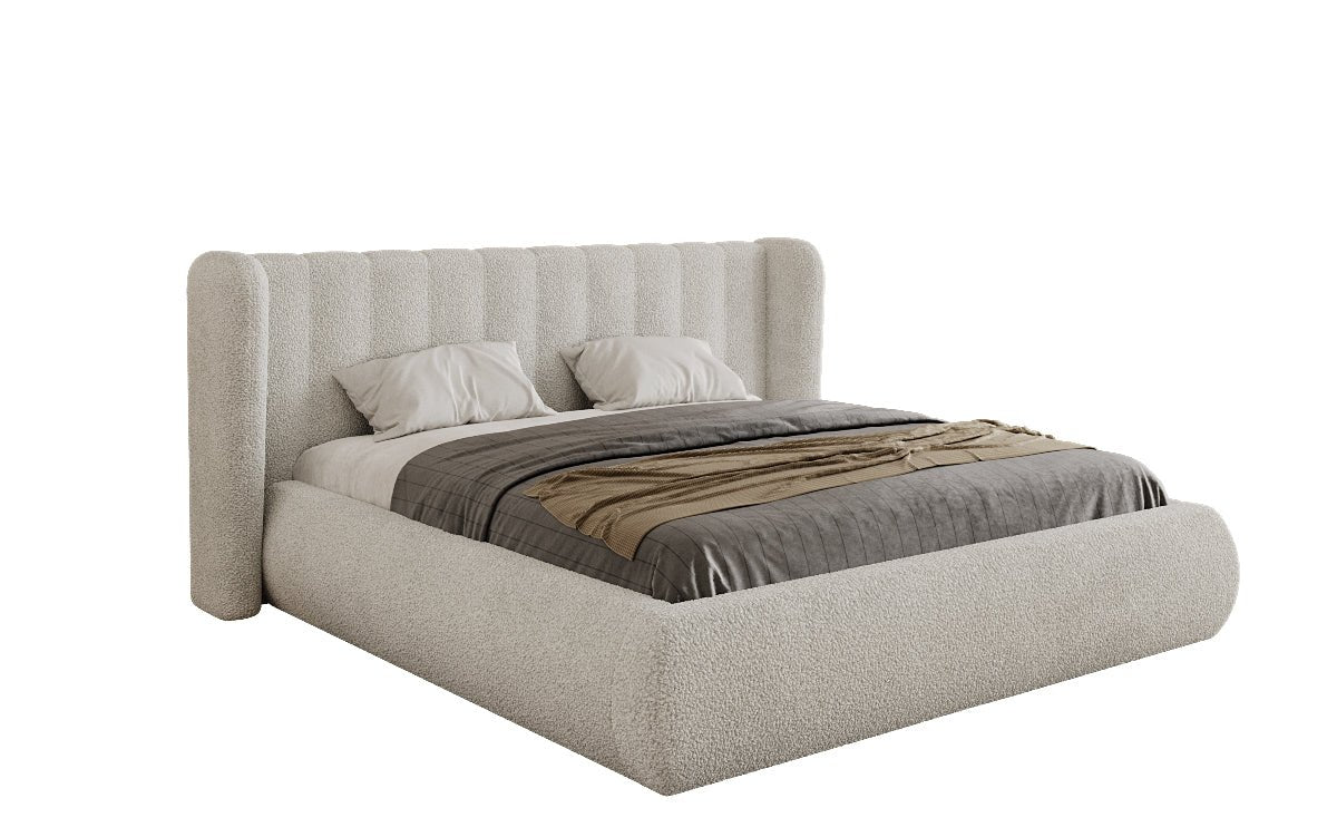 Designer Polsterbett Valentina Bouclé mit Stauraum