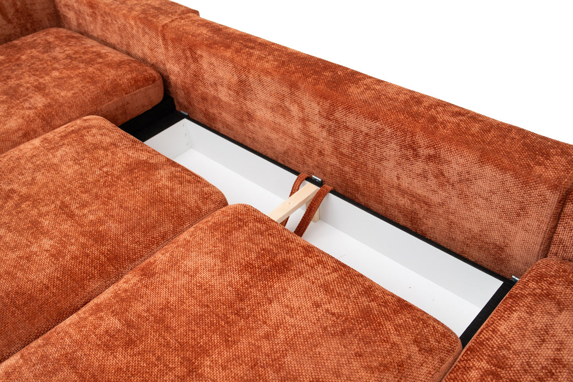 Designer Sofa Selena U mit Schlaffunktion in Strukturstoff