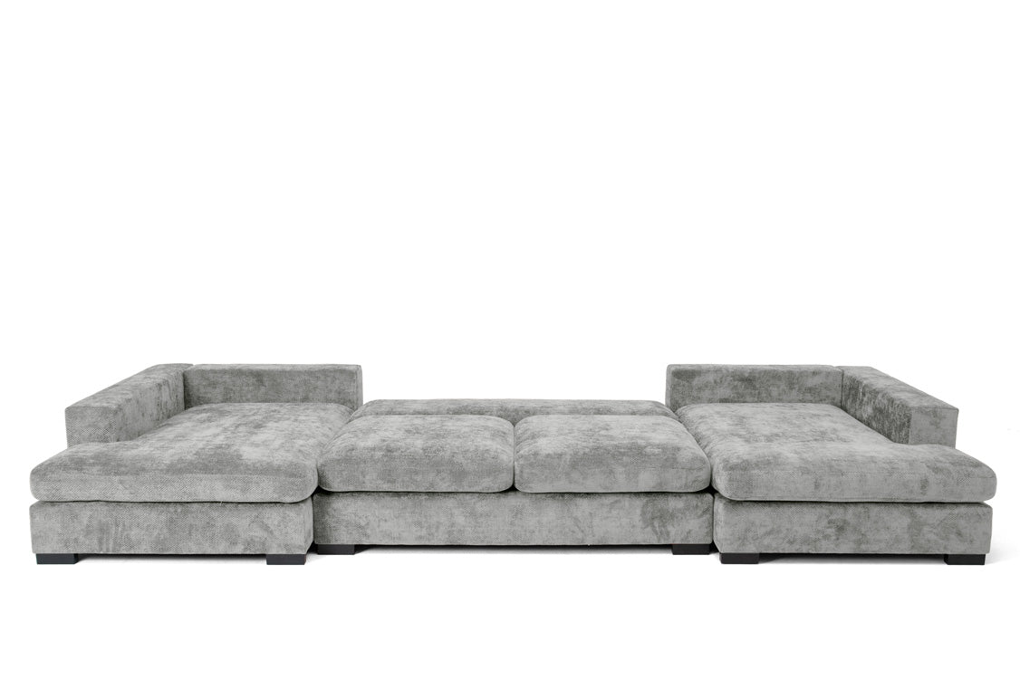 Designer Sofa Selena U mit Schlaffunktion in Strukturstoff