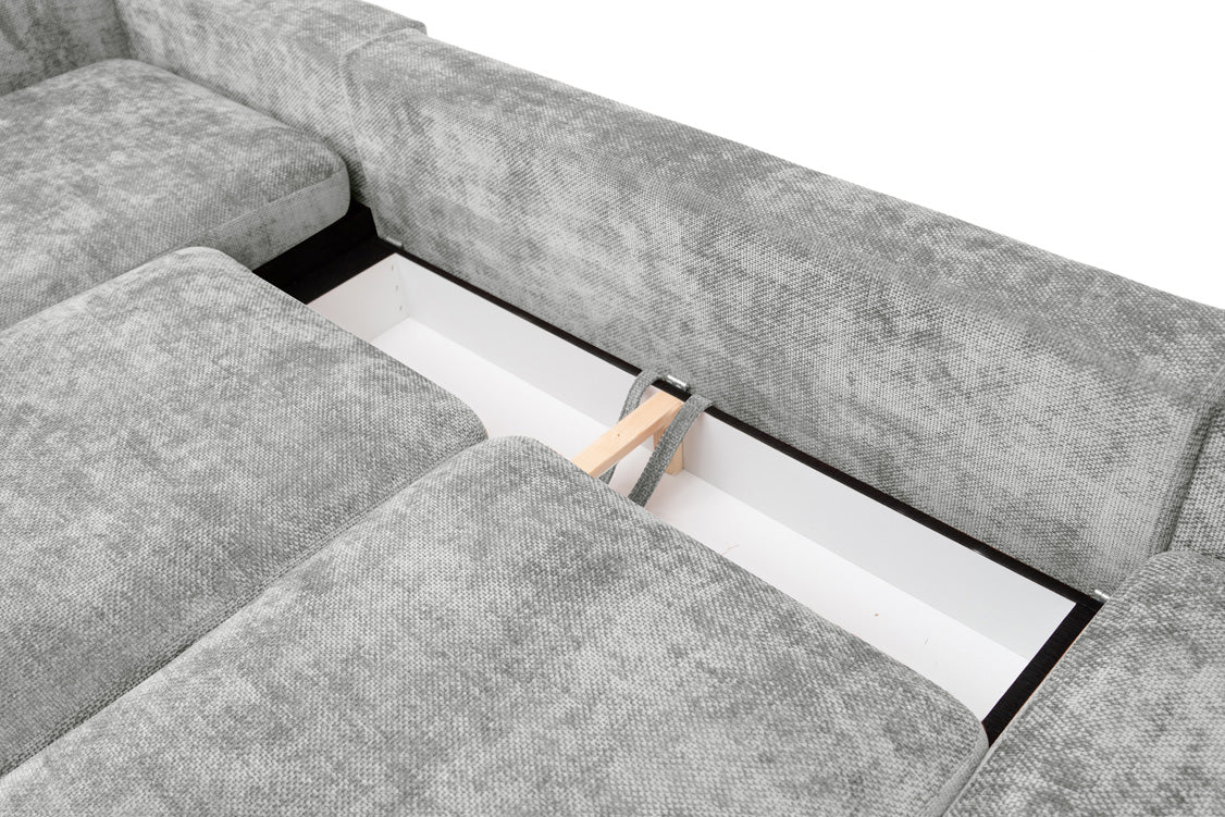 Designer Sofa Selena U mit Schlaffunktion in Strukturstoff