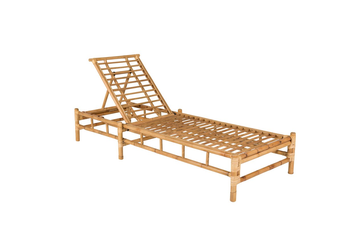 Sonnenliege Verano - aus Rattan mit grauen Kissen