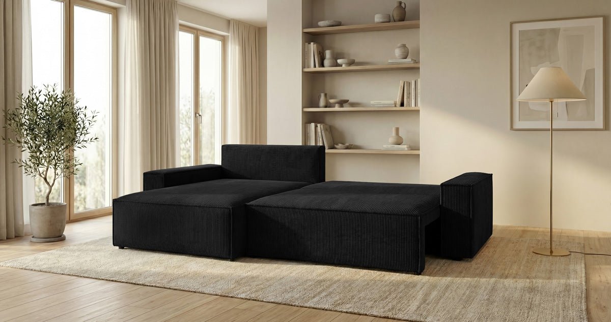 Designer Sofa Vienna mit Schlaf- und Klappfunktion in Cord
