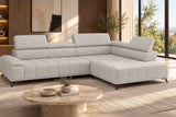 Ecksofa Volo in Chenille Beige, Ottomane rechts – Ansicht 2