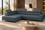 Ecksofa Volo in Chenille Blau, Ottomane links – Ansicht 2