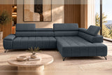 Ecksofa Volo in Chenille Blau, Ottomane rechts – Ansicht 3