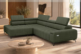 Ecksofa Volo in Chenille Grün, Ottomane links – Ansicht 4