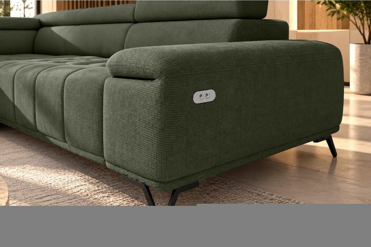 Ecksofa Volo in Chenille Grün, Ottomane links – Ansicht 5