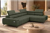 Ecksofa Volo in Chenille Grün, Ottomane rechts – Ansicht 4