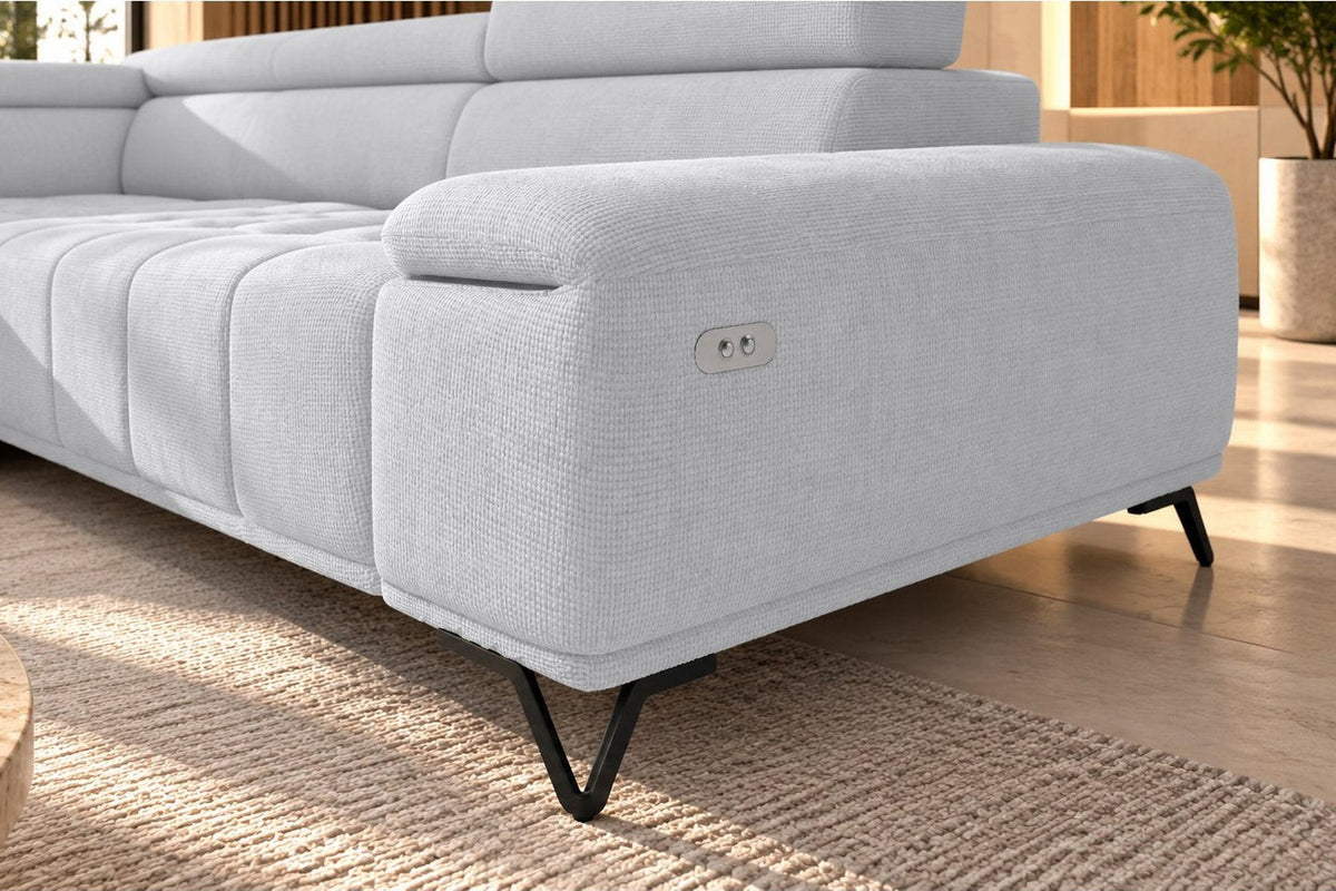 Ecksofa Volo in Chenille Hellgrau, Ottomane links – Ansicht 5