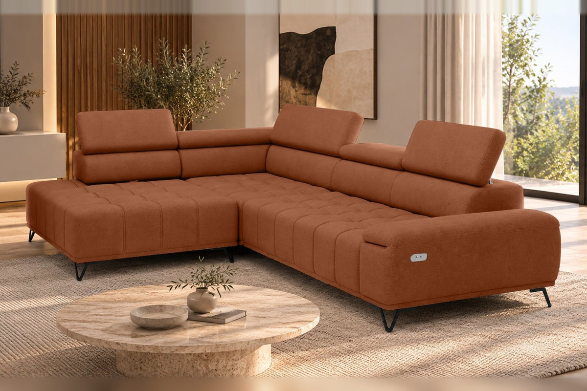 Ecksofa Volo in Chenille Terrakotta, Ottomane links – Ansicht 4