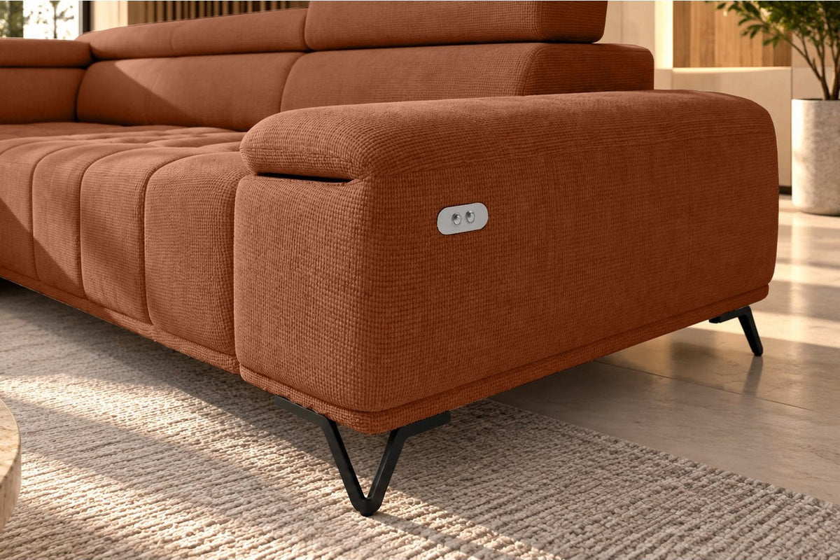 Ecksofa Volo in Chenille Terrakotta, Ottomane links – Ansicht 5