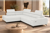 Ecksofa Volo in Chenille Weiß, Ottomane links – Ansicht 4