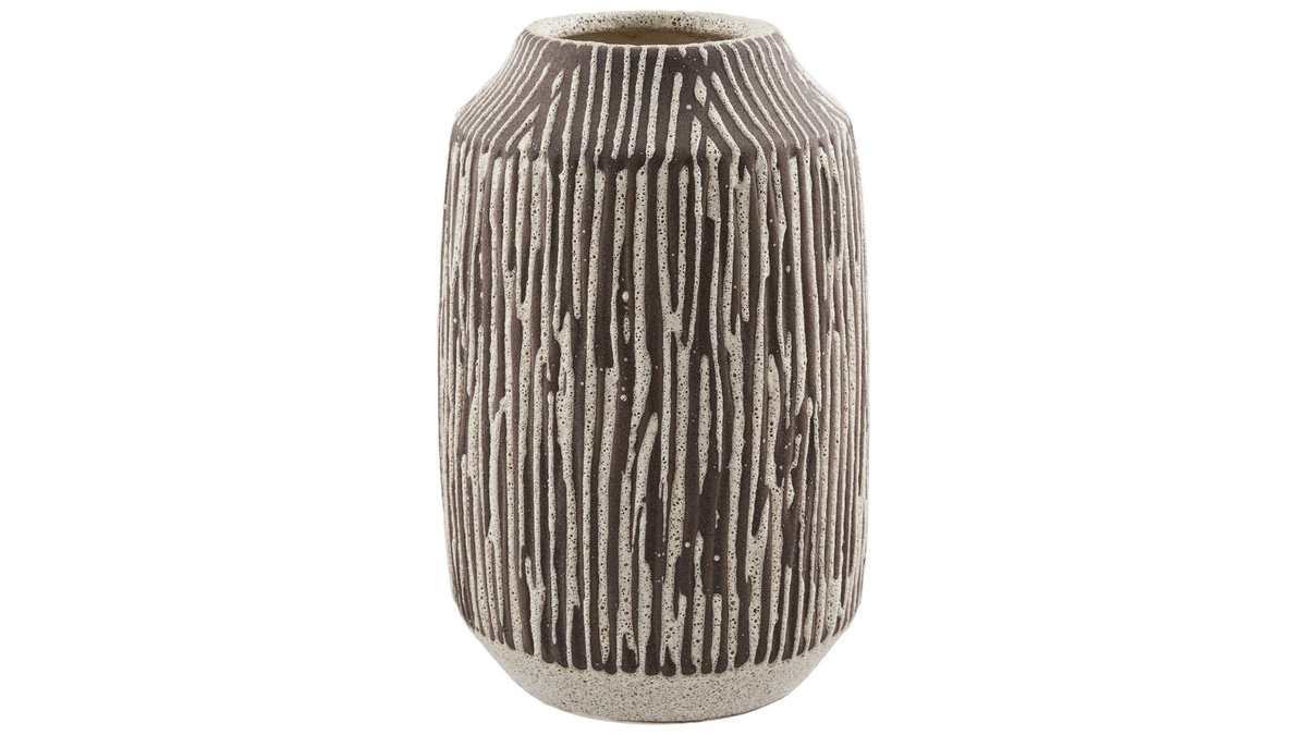 Vase Holiday - aus Keramik in Braun/Weiß