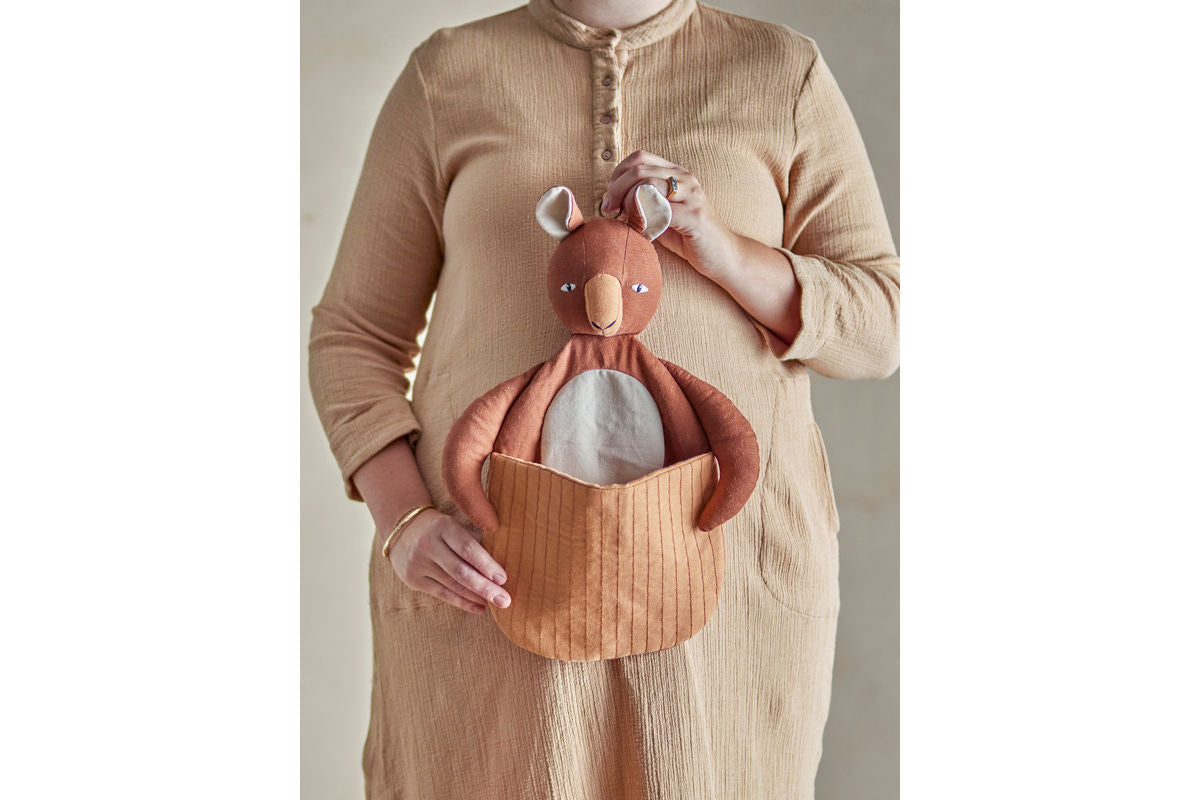 Wandkorb Arian - Känguru Aufbewahrung für Kinderzimmer aus Leinen