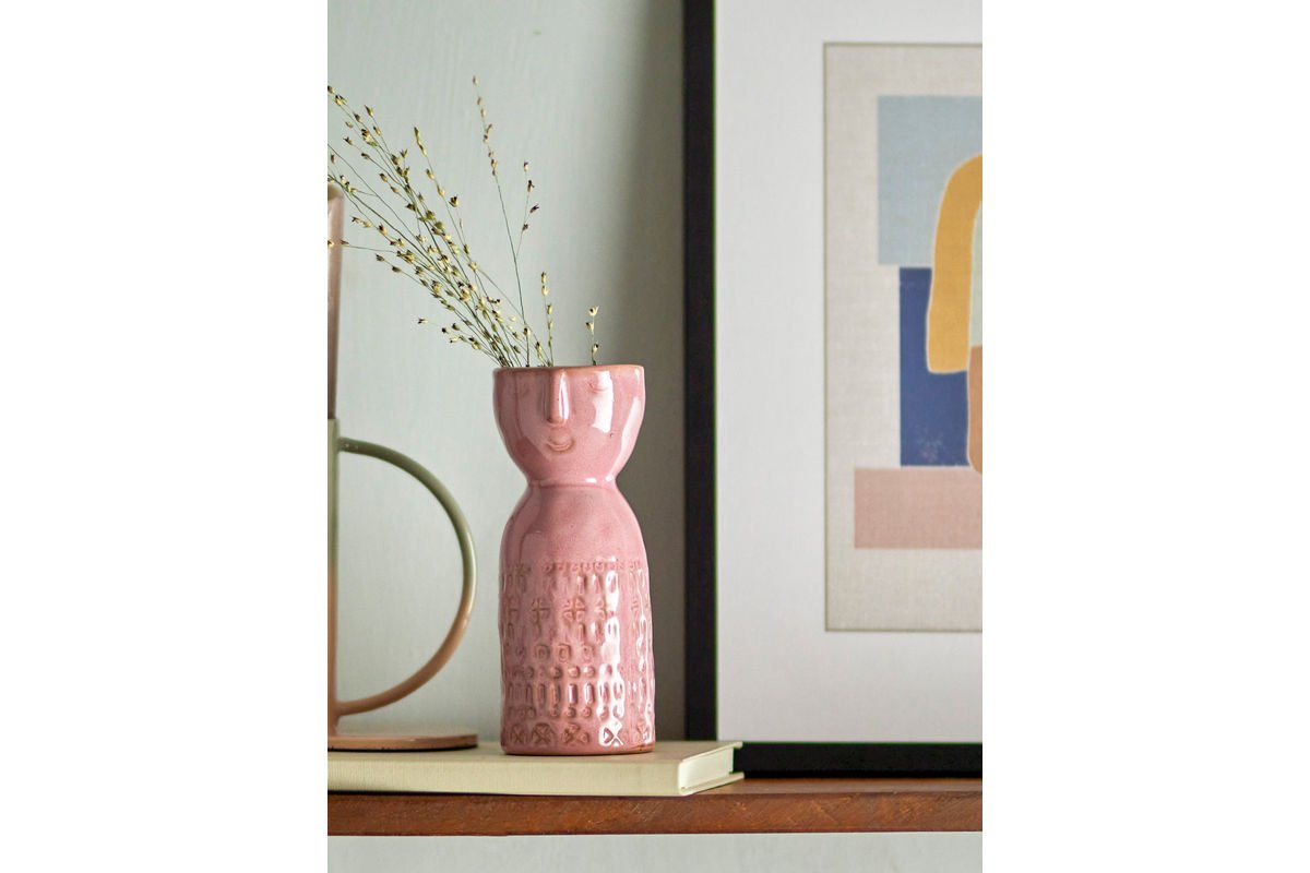 Vase Yara - Pink, aus Steingut
