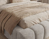 Designer Polsterbett Como in Cord mit Stauraum – Hellgrau