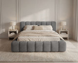 Designer Polsterbett Como in Cord mit Stauraum – Grau