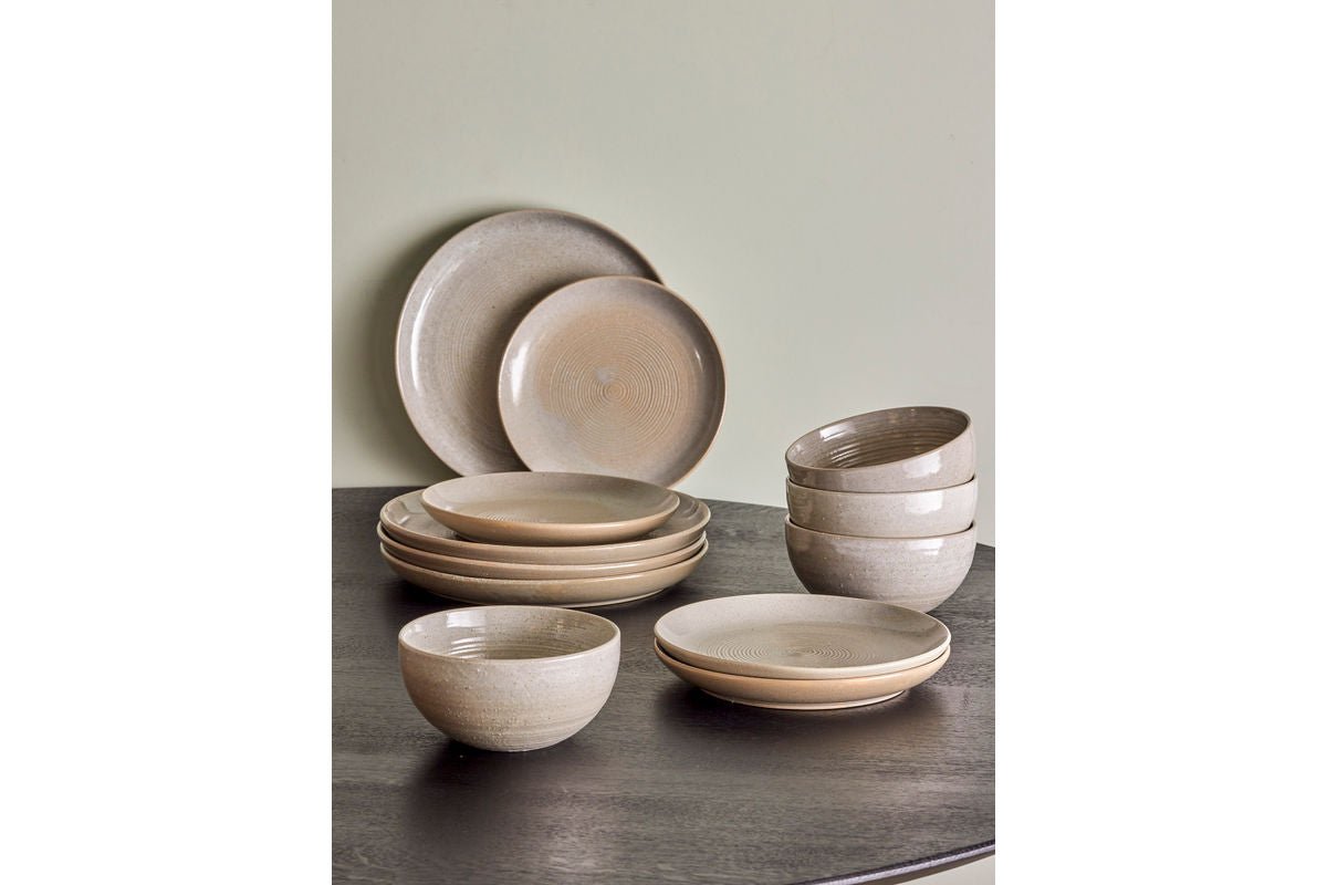 Geschirrset Jessi – Nordisches Design in Grau (12-teilig)