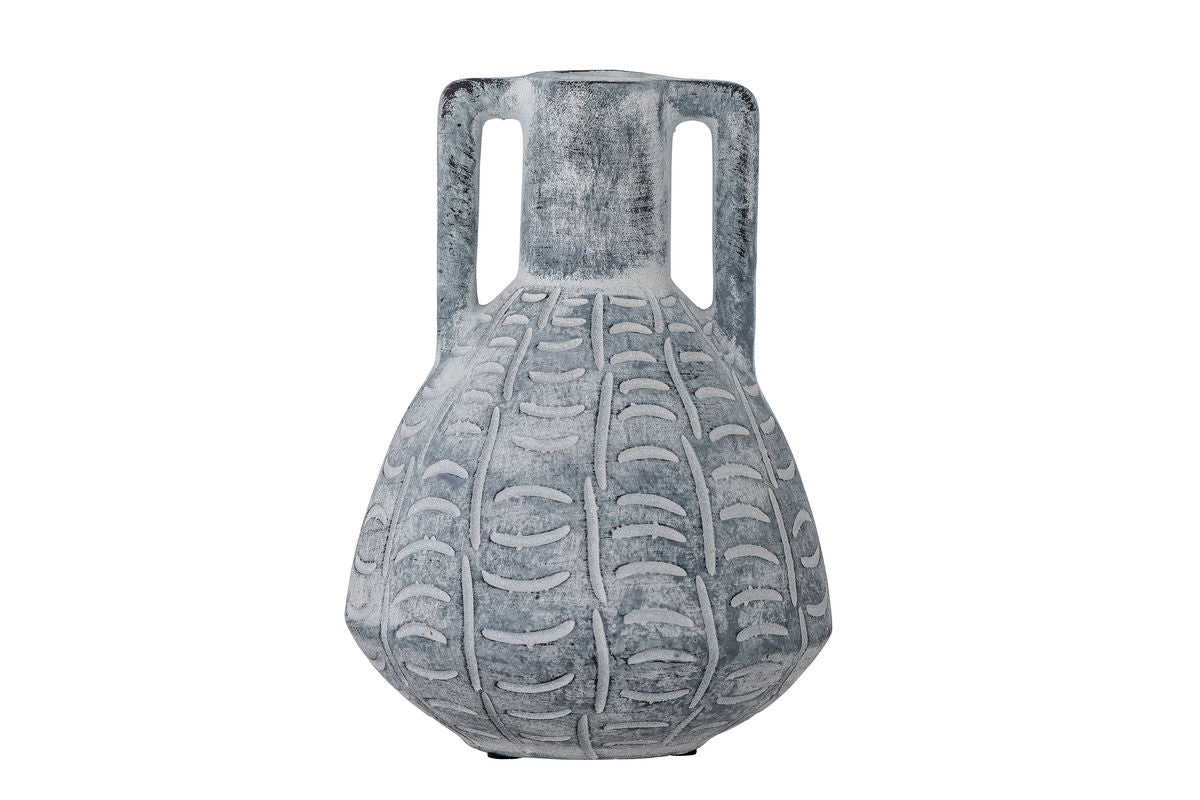 Vase "Gresto" - graue Keramikvase mit Muster