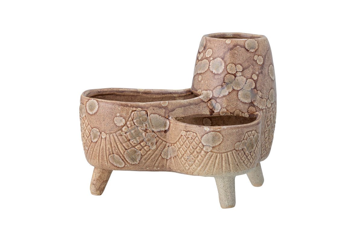 Blumentopf Elsin – Dreibeiniges Steingutdesign in Naturton