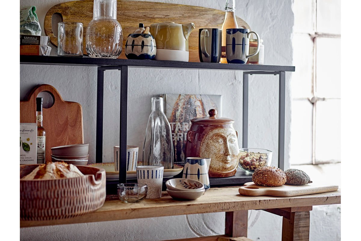 Milch- & Zuckerset Elis – Steingut mit handdekoriertem Muster in Blau