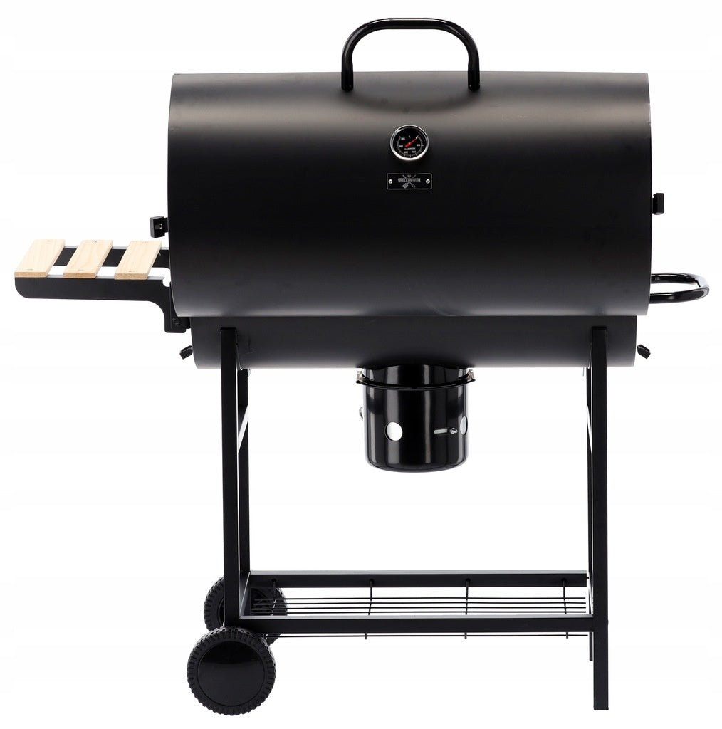 Holzkohlegrill BarrelPro – Grillwagen mit Deckel, Thermometer & Ablagen