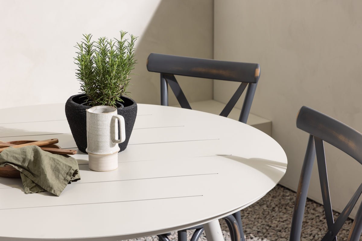 Garten Essgruppe Jonny – 5-teiliges Gartenmöbel-Set mit rundem Tisch aus Aluminium