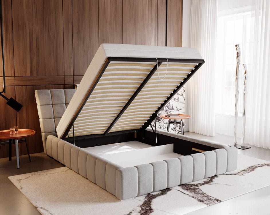 Designer Upholstered Bed Adore in Velvet with Storage