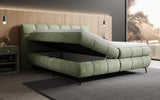 Boxspringbett Milla Cord in Salbei (Poso 047) – Stauraum geöffnet seitlich
