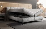 Boxspringbett Milla Cord in Hellgrau (Poso 055) – Stauraum geöffnet