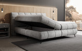 Boxspringbett Milla Cord in Hellgrau (Poso 055) – Stauraum geöffnet seitlich