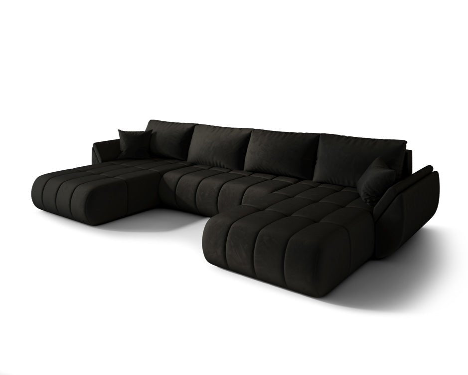 Designer Sofa Lenoa U mit Schlaf- und Klappfunktion in Samt