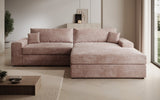 Designer Ecksofa Lugo in Cord – Rosé – Rechts