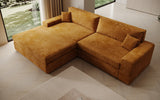 Designer Ecksofa Lugo in Cord – Amber – Links